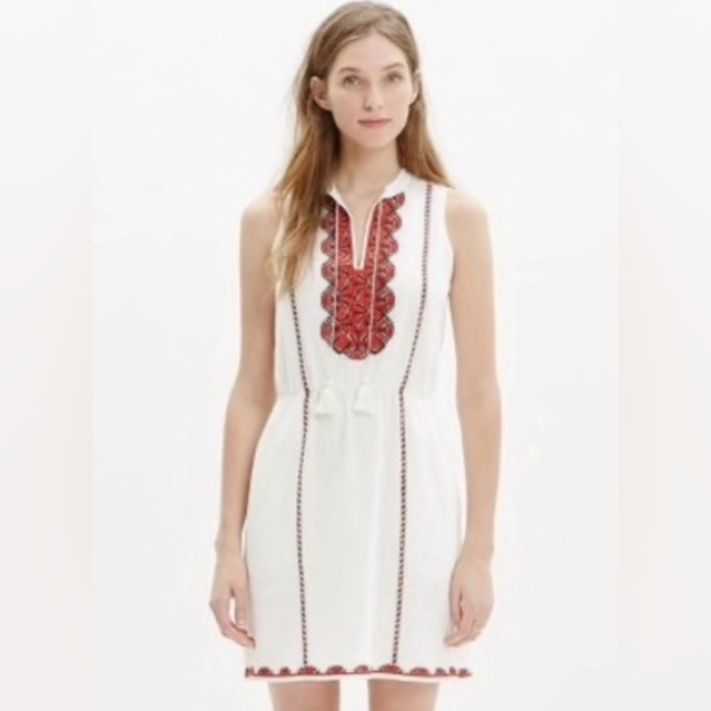 Madewell Ivory and Crimson Embroidered Dress - Picture 7 of 7